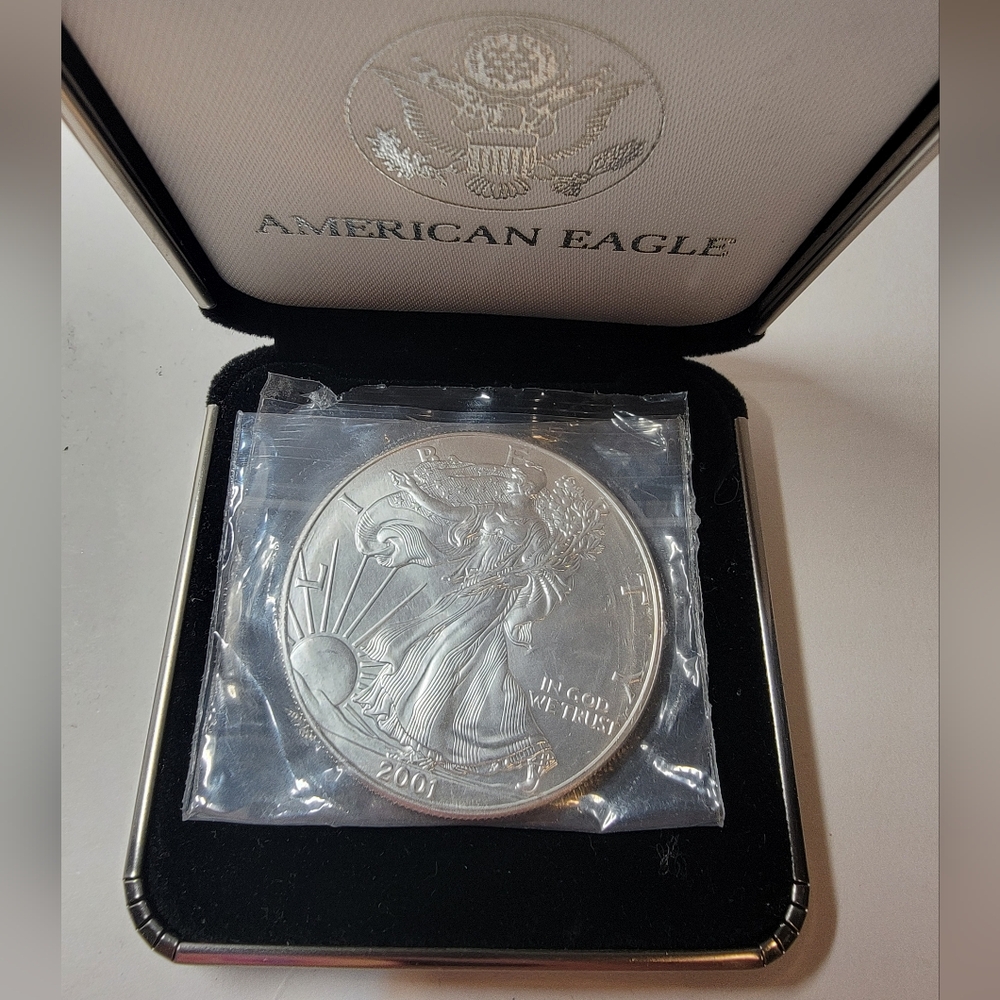 2001 Silver Eagle One Dollar Coin in Display Case Collectible - Picture 4 of 8
